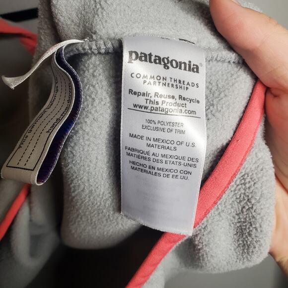 Patagonia Synchilla Snap T Pull Over Jacket Grey Fleece Pink Trim Kids 14 XL - Picture 6 of 12